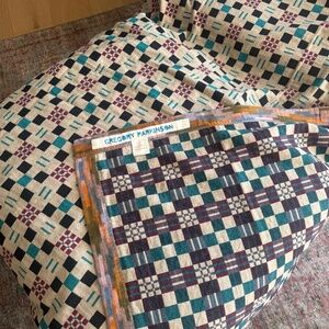 Gregory Parkinson Cube Check Throw  Blanket NWT
